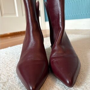 Marc Fisher Wine Pointed Toe Leather Ankle Boots